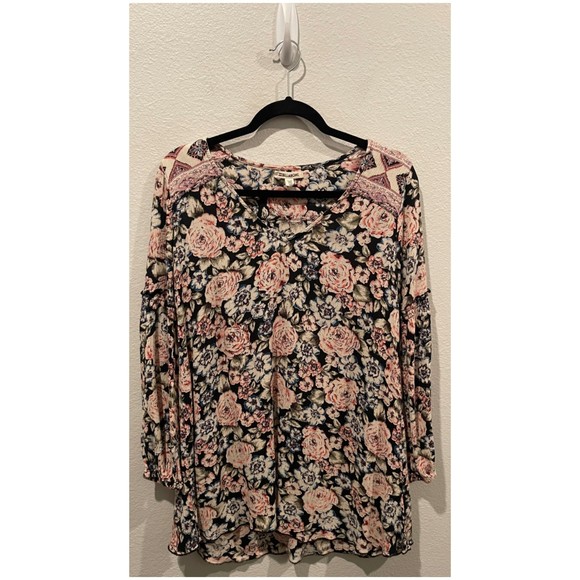 BILLABONG V-Neck Multicolor Long Sleeve Floral Mini Dress - Picture 1 of 5
